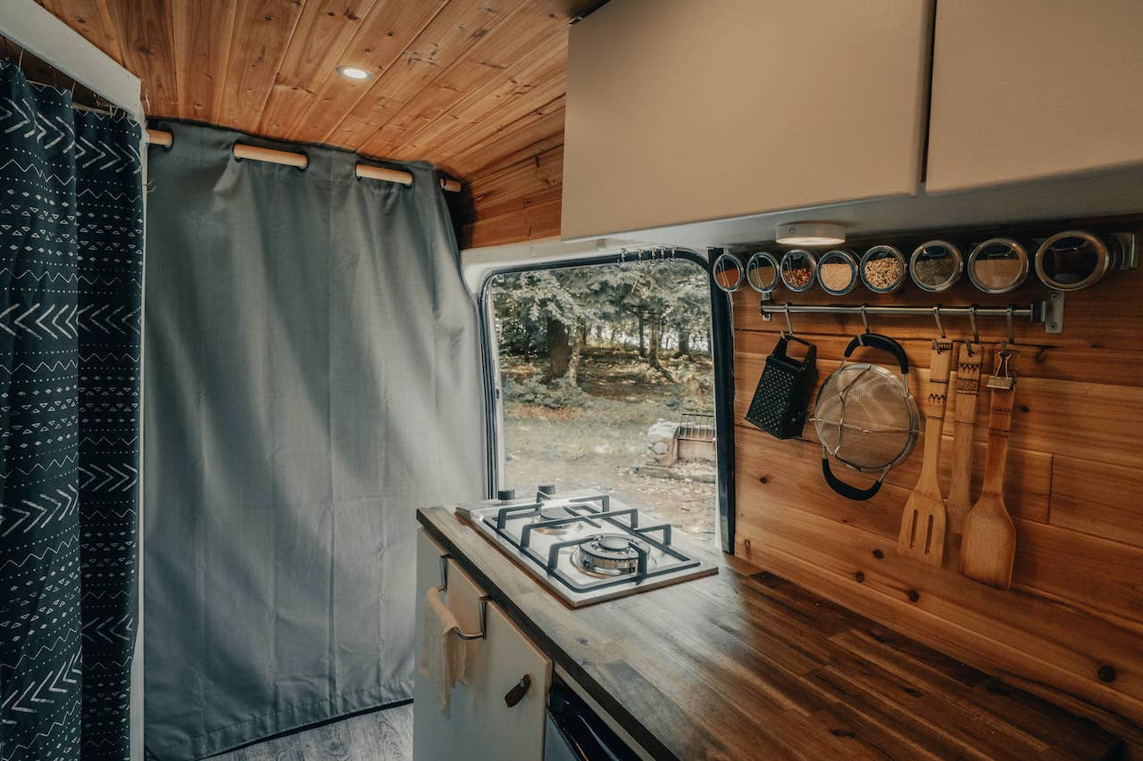An image of the interior of a camper van.